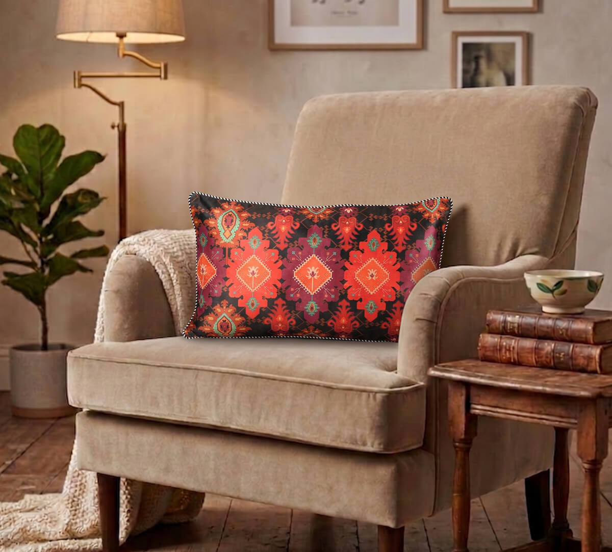 India Circus by Krsnaa Mehta Verdure Trails Micro Velvet Cushion Cover