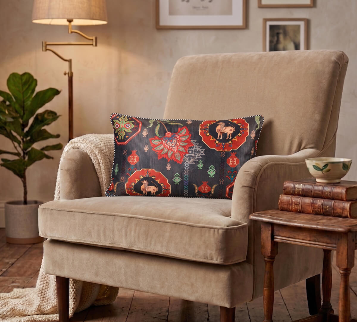 India Circus by Krsnaa Mehta Midnight Tranquility Micro Velvet Cushion Cover