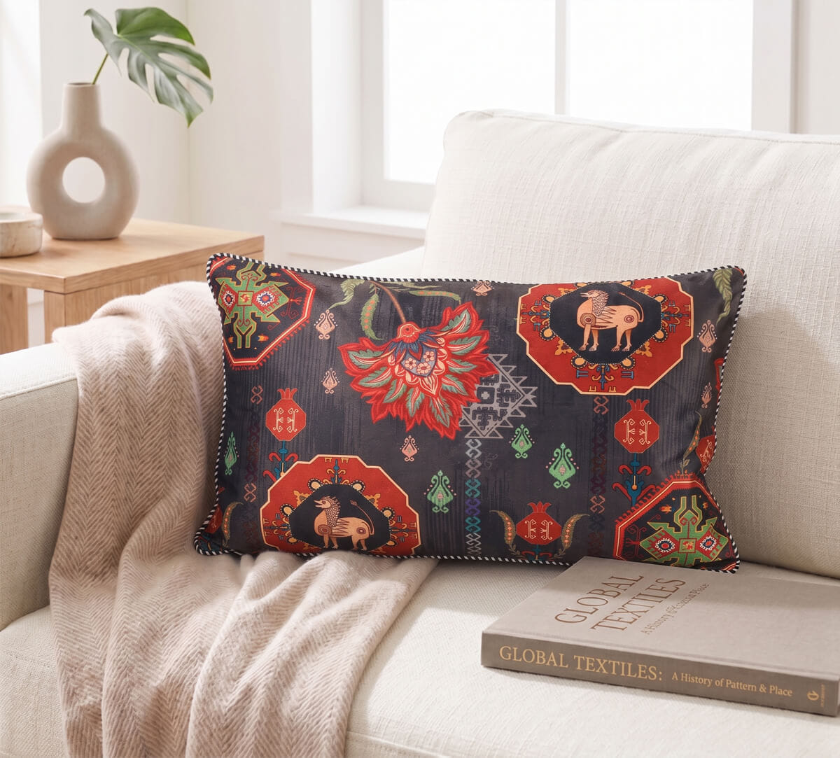 India Circus by Krsnaa Mehta Midnight Tranquility Micro Velvet Cushion Cover
