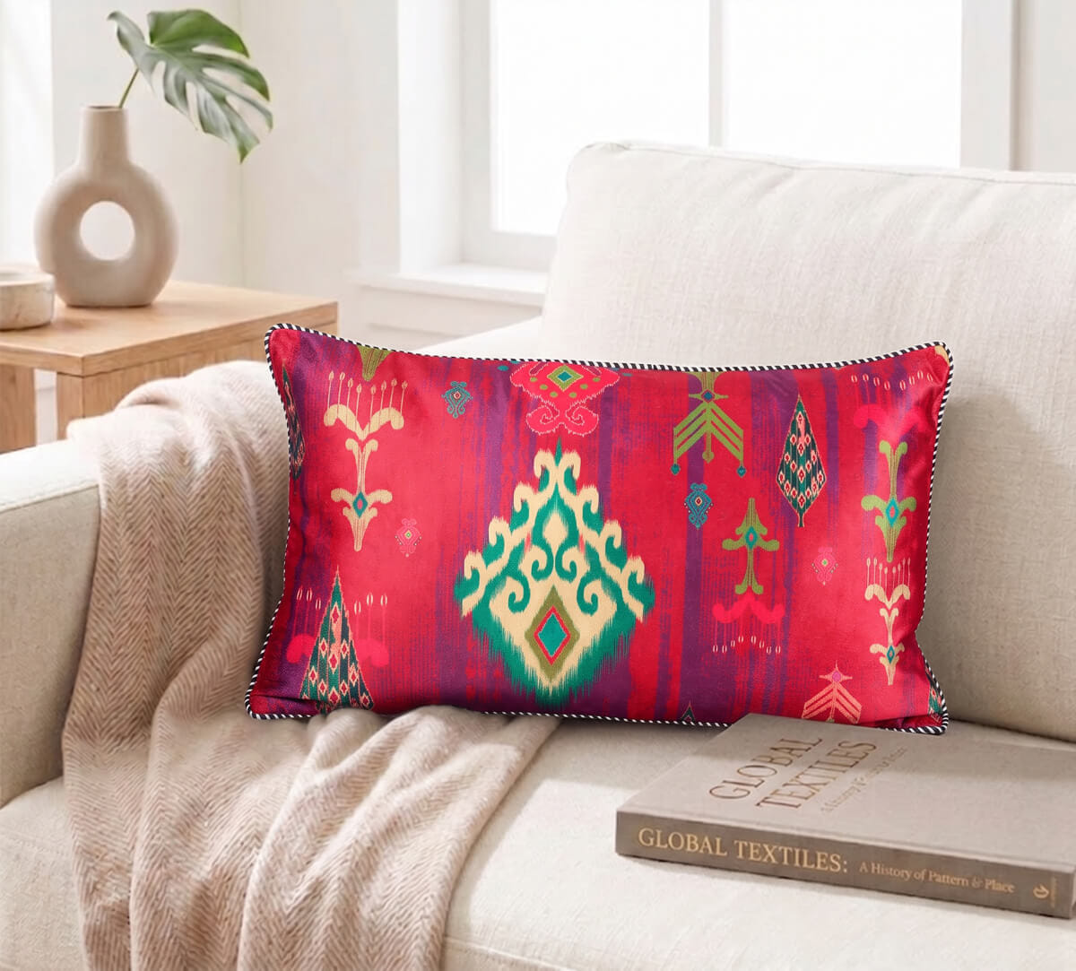 India Circus by Krsnaa Mehta Floral Falls Micro Velvet Cushion Cover