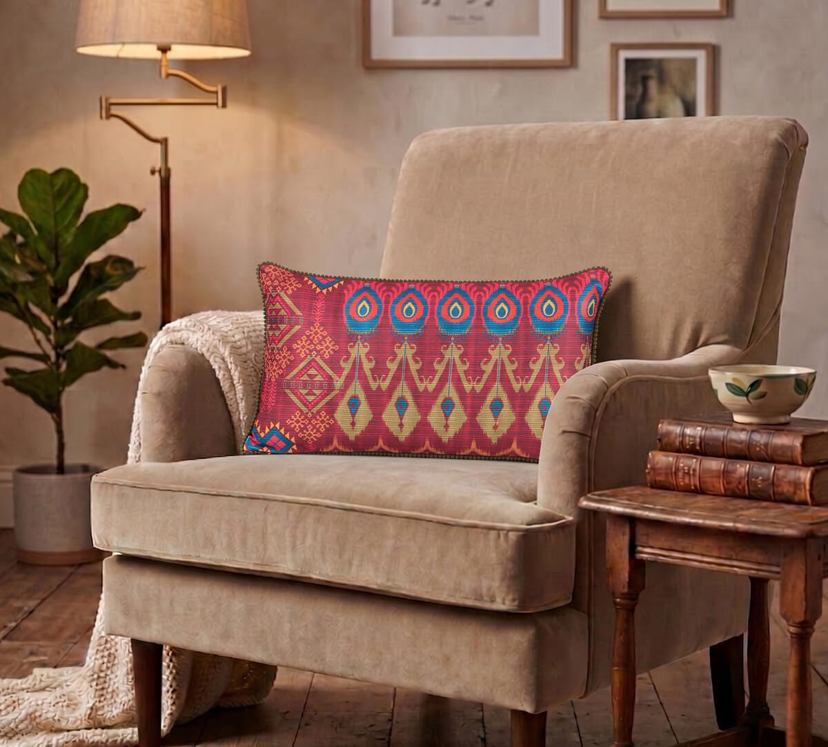 India Circus by Krsnaa Mehta Blooming Botanica Micro Velvet Cushion Cover