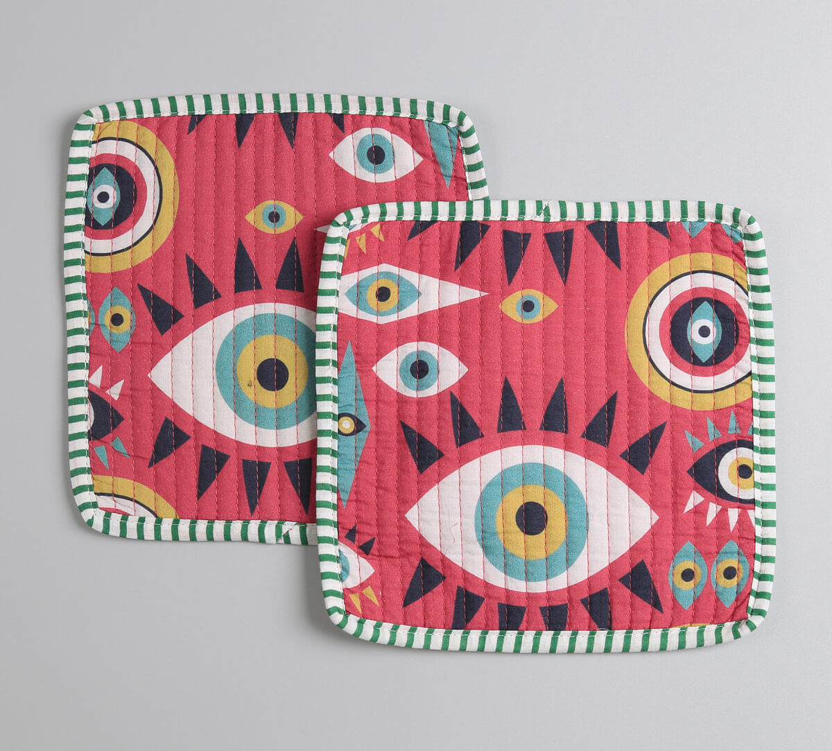 India Circus by Krsnaa Mehta Malocchio Stare Quilted Pot Holder Set of 2