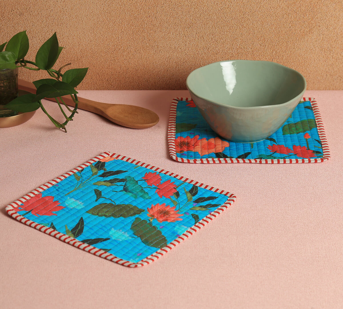 India Circus by Krsnaa Mehta Blossomy Mosaic Quilted Pot Holder Set of 2