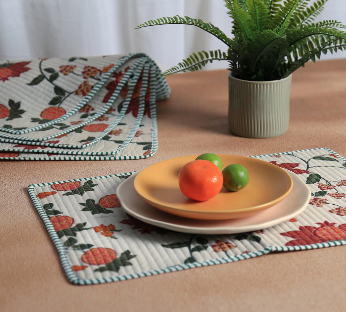 India Circus by Krsnaa Mehta Blushed Orchard Quilted Table Mats Set of 6
