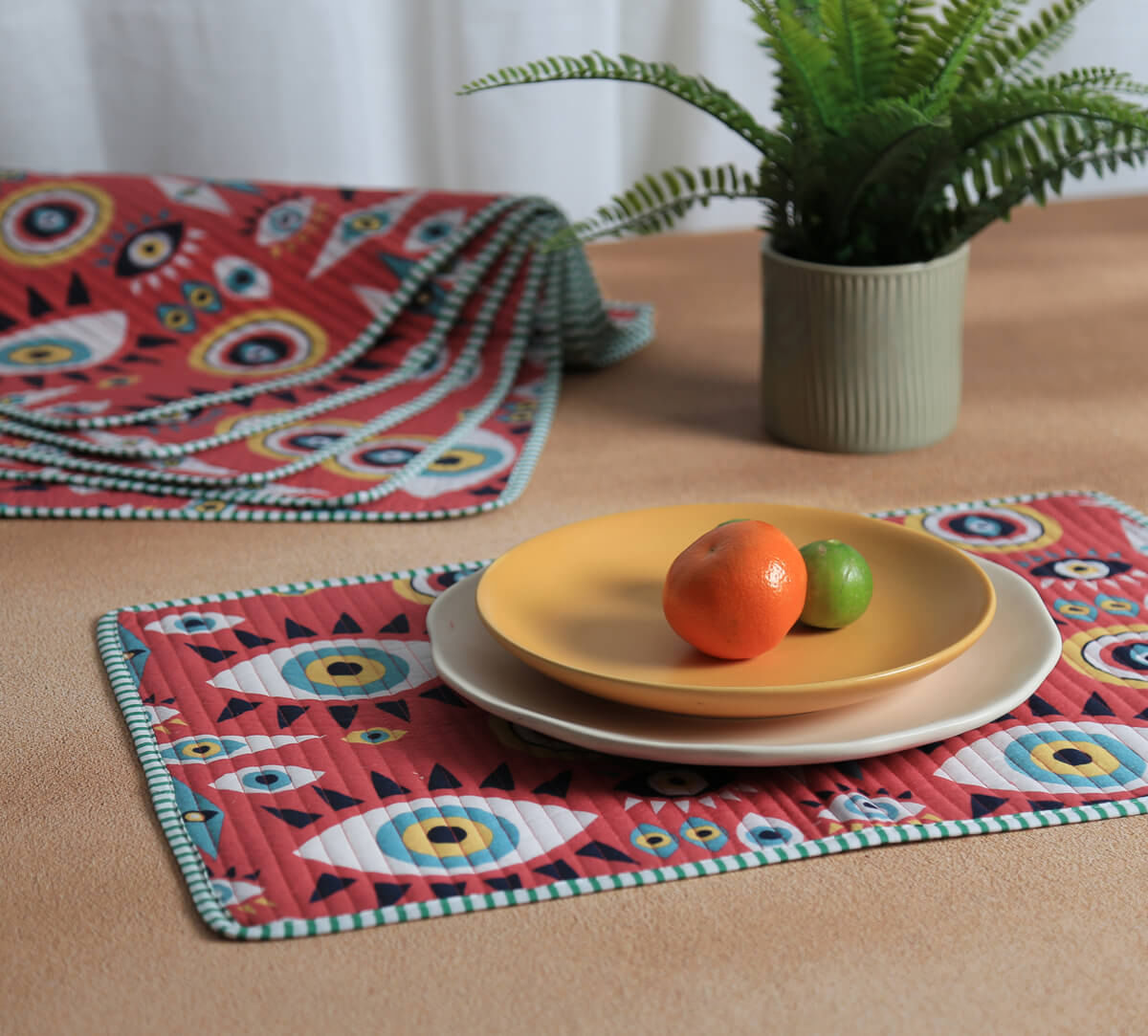 India Circus by Krsnaa Mehta Malocchio Stare Quilted Table Mats Set of 6