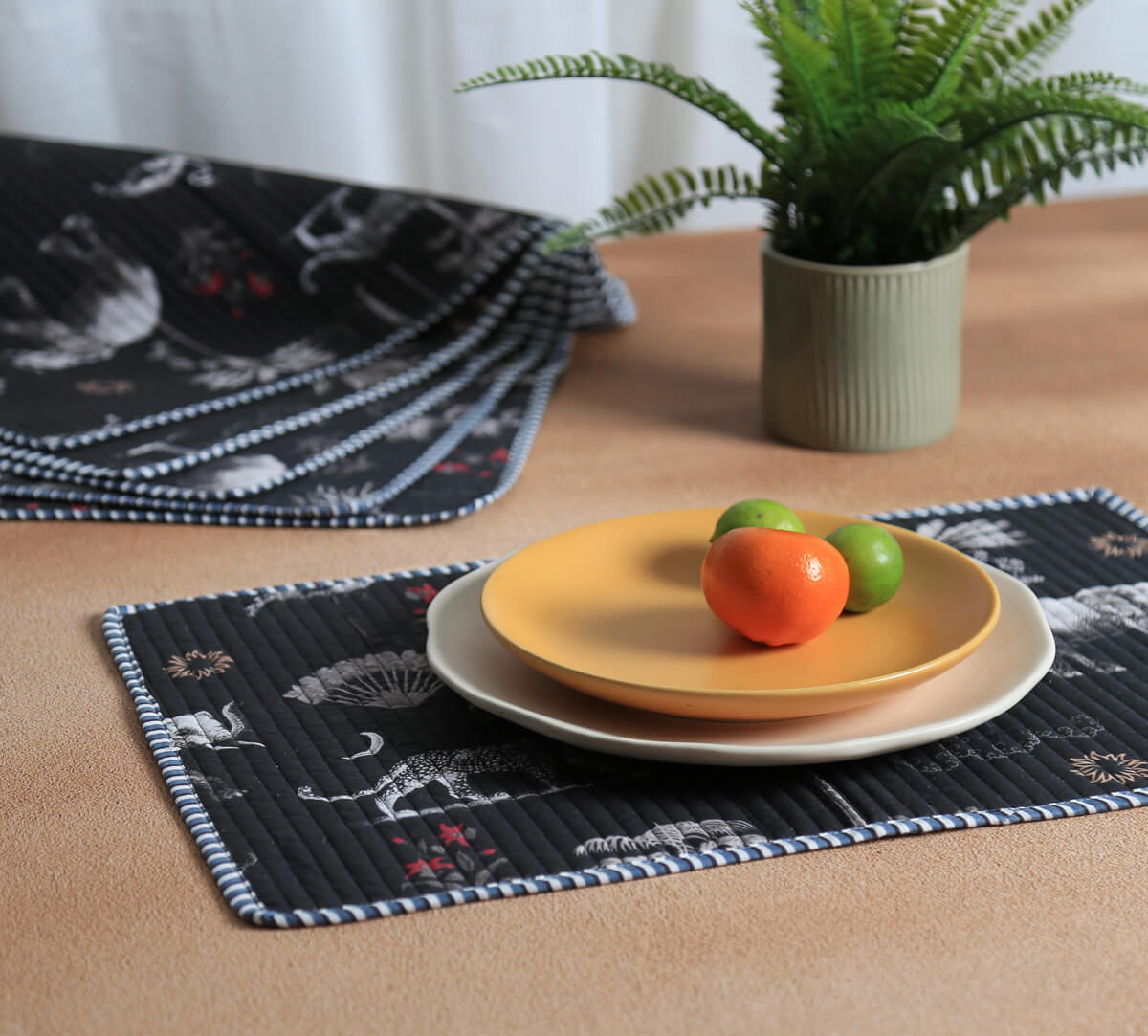 India Circus by Krsnaa Mehta Animalia Creations Quilted Table Mats Set of 6