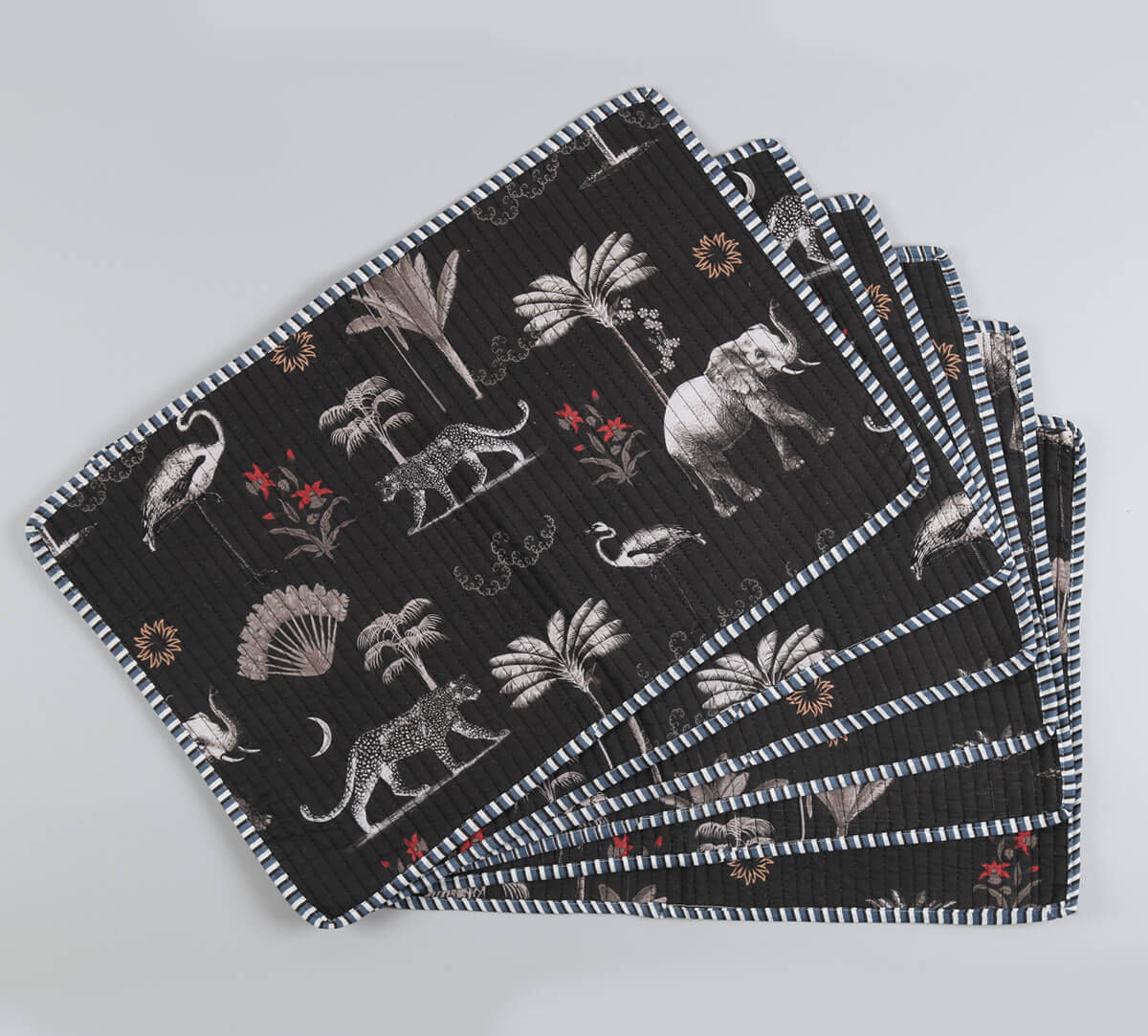 India Circus by Krsnaa Mehta Animalia Creations Quilted Table Mats Set of 6