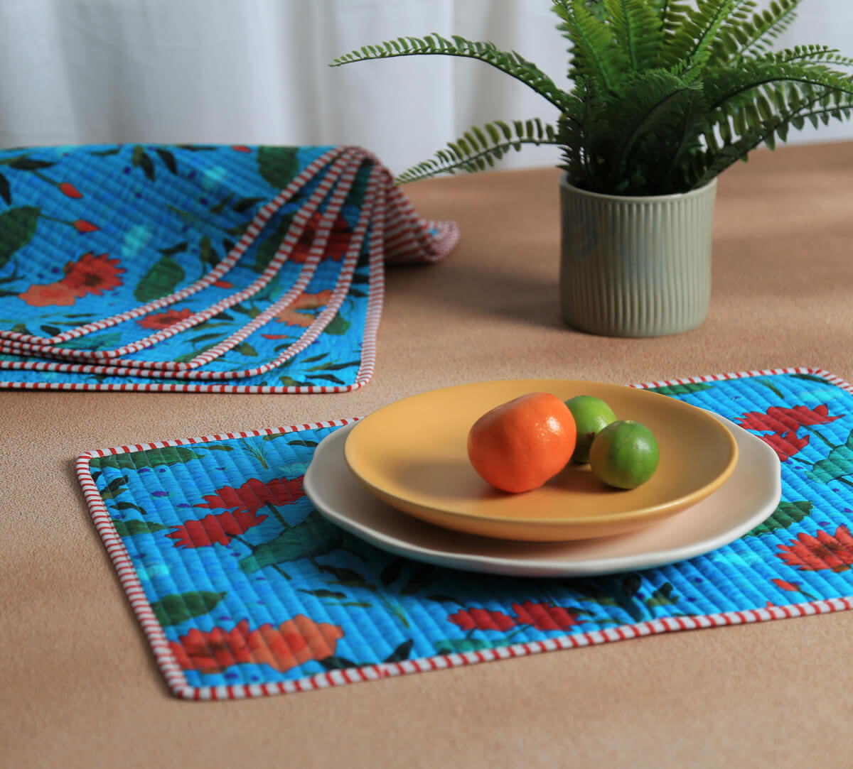 India Circus by Krsnaa Mehta Blossomy Mosaic Quilted Table Mats Set of 6