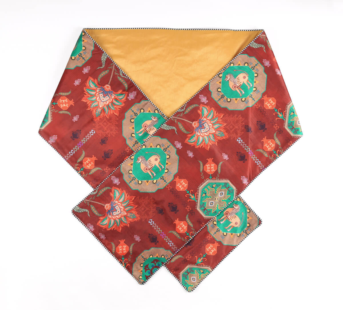 India Circus by Krsnaa Mehta Tangerine Tranquility Micro Velvet Table Runner