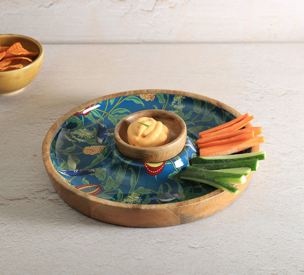 India Circus by Krsnaa Mehta Flights of Vivers Round Platter with Dip Bowl