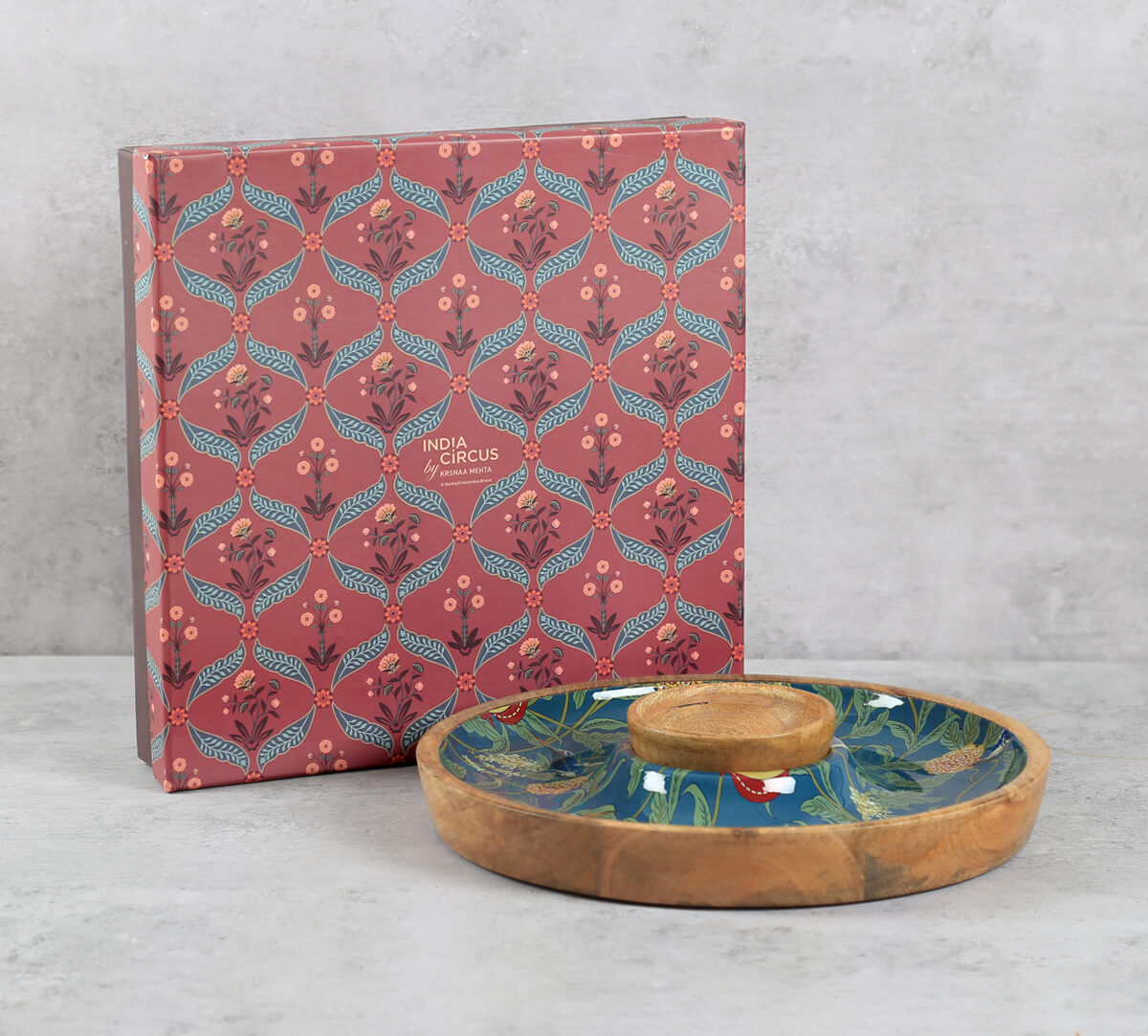 India Circus by Krsnaa Mehta Flights of Vivers Round Platter with Dip Bowl