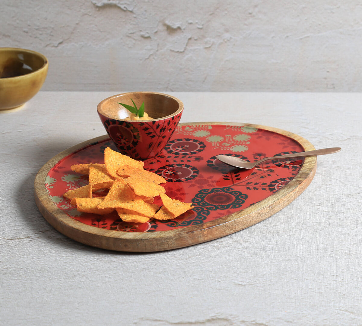 India Circus by Krsnaa Mehta Raceme Rosettes Oval Platter with Dip Bowl