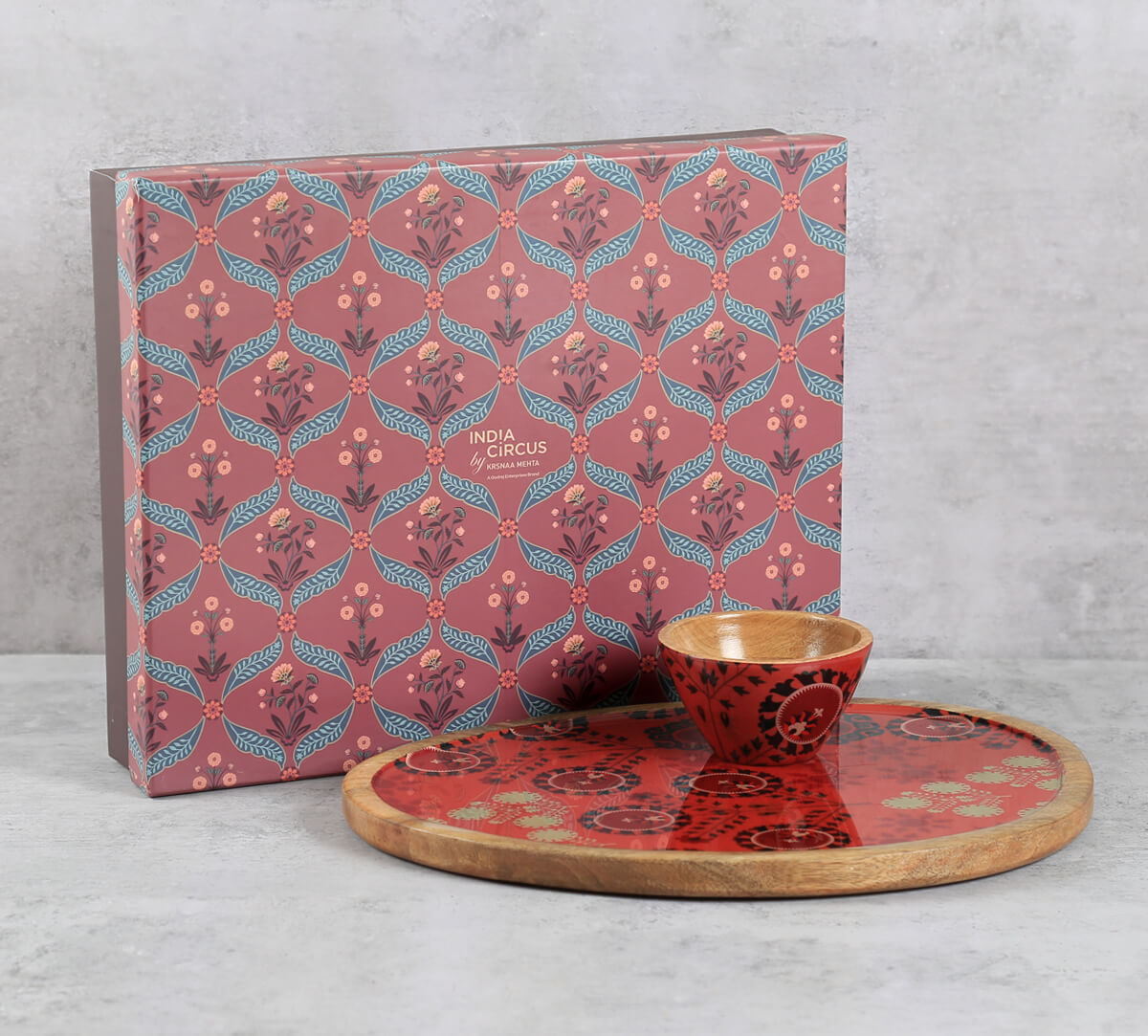 India Circus by Krsnaa Mehta Raceme Rosettes Oval Platter with Dip Bowl