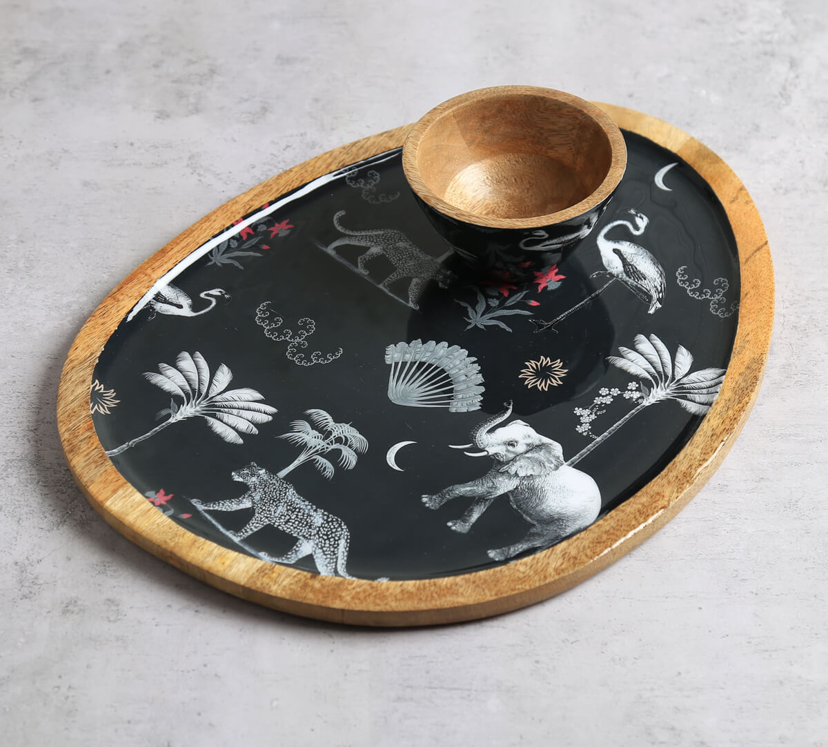 India Circus by Krsnaa Mehta Animalia Creations Oval Platter with Dip Bowl