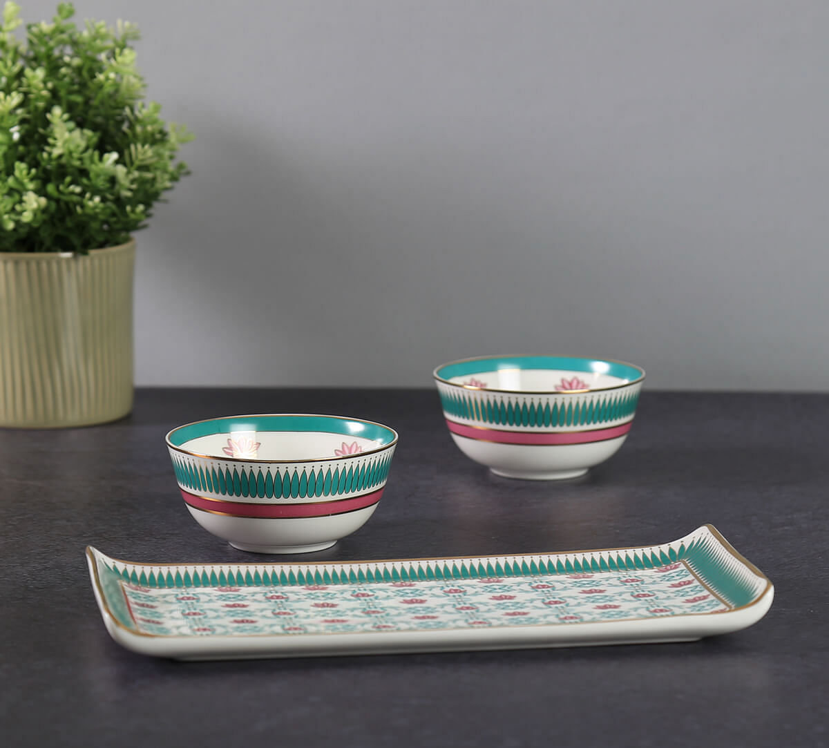 India Circus by Krsnaa Mehta Emerald Blossom Snack Set