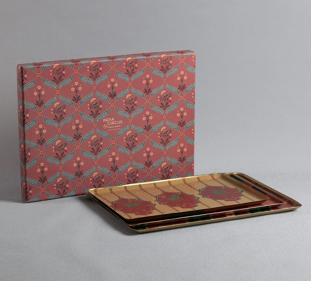 India Circus by Krsnaa Mehta Peepal and Palm Rectangle Tray Set