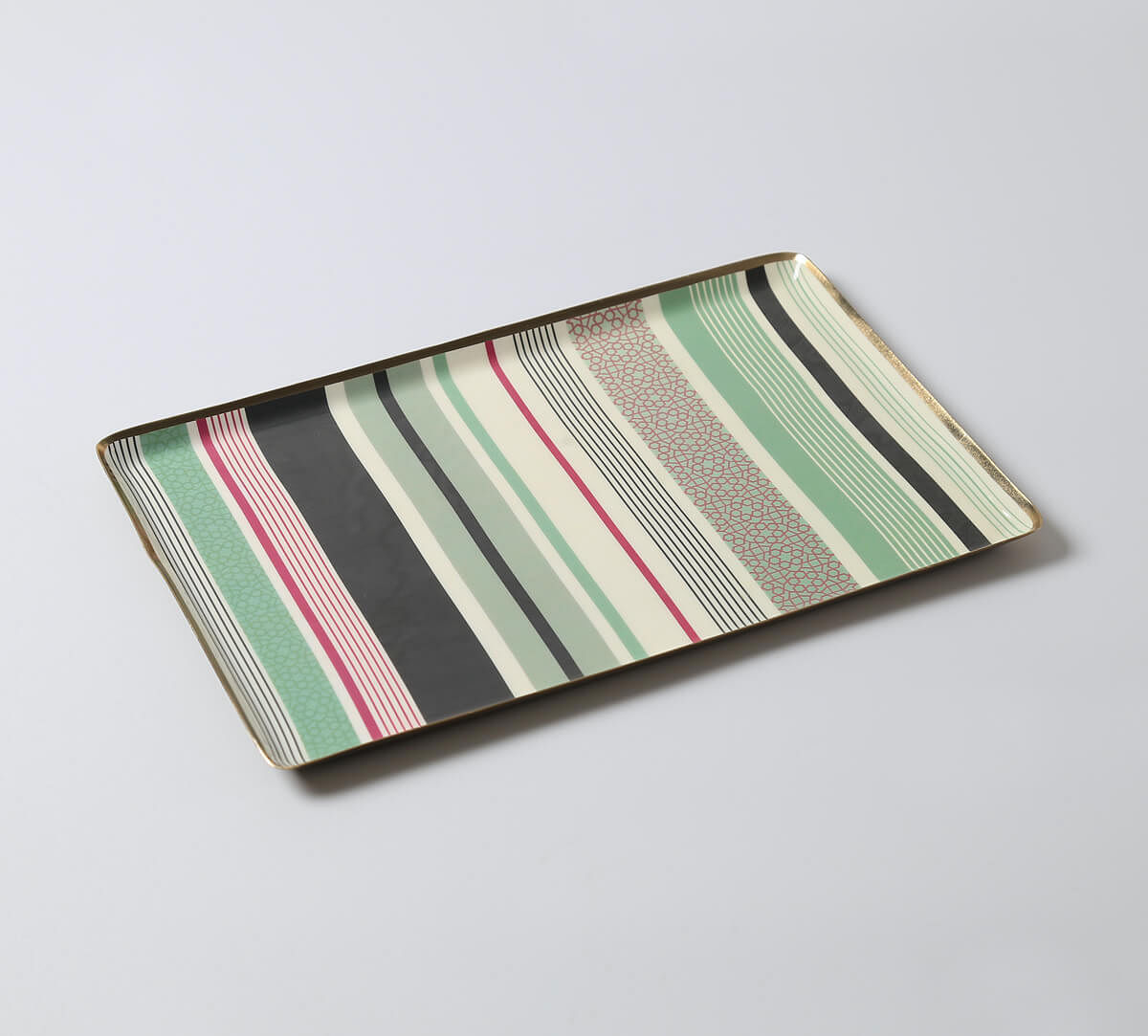 India Circus by Krsnaa Mehta Peacock and Conifer Rectangle Tray Set