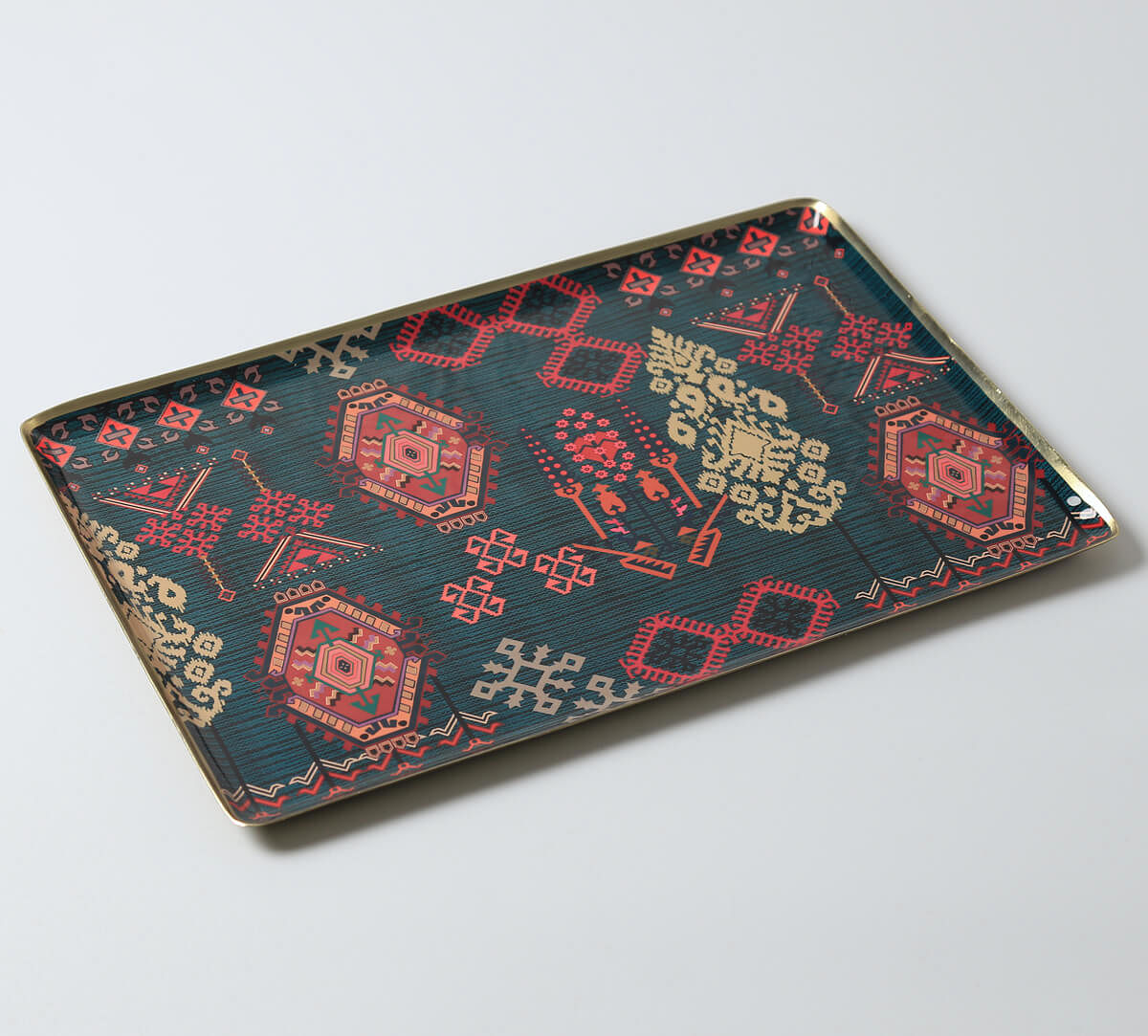 India Circus by Krsnaa Mehta Kilim Kalamkari Rectangle Tray Set