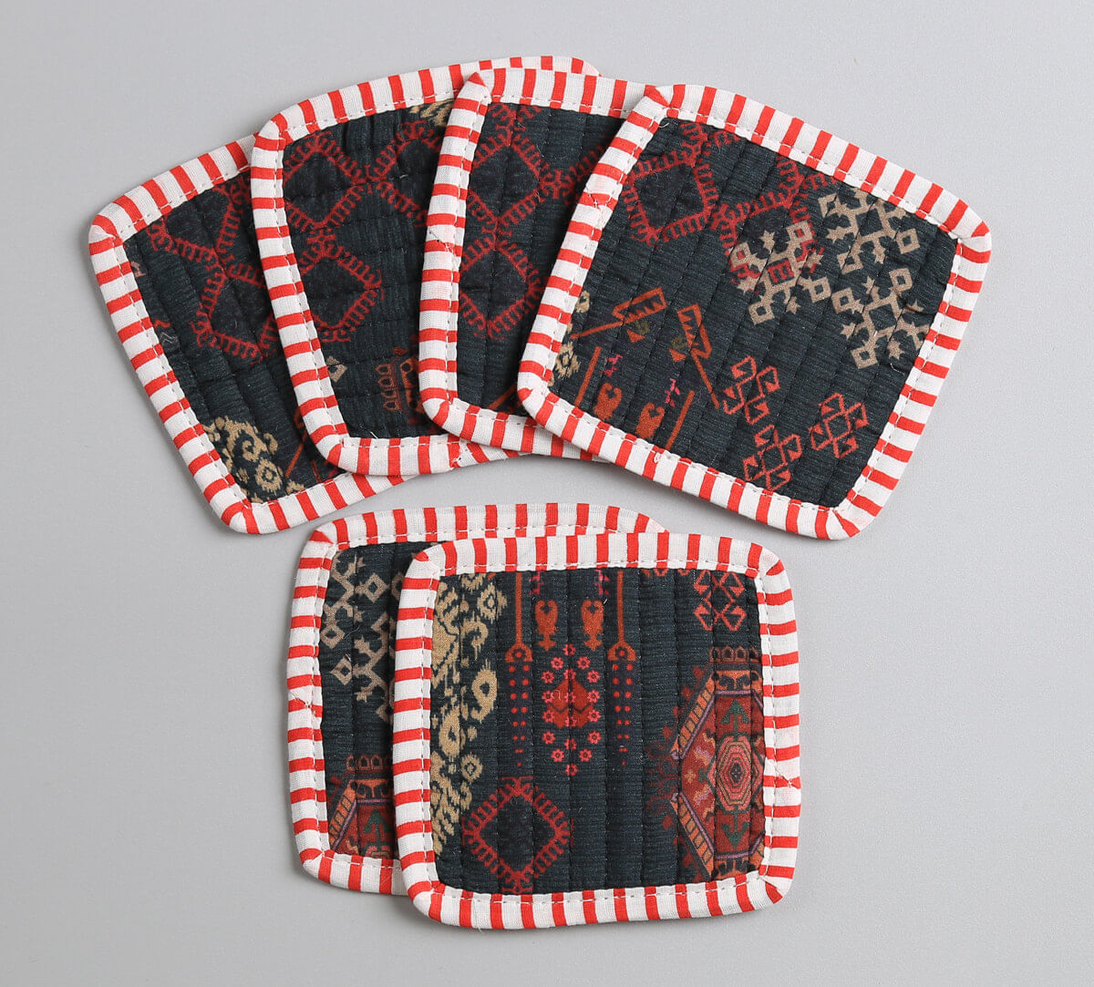 India Circus by Krsnaa Mehta Enchanting Mirage Quilted Coasters Set of 6 with Pouch