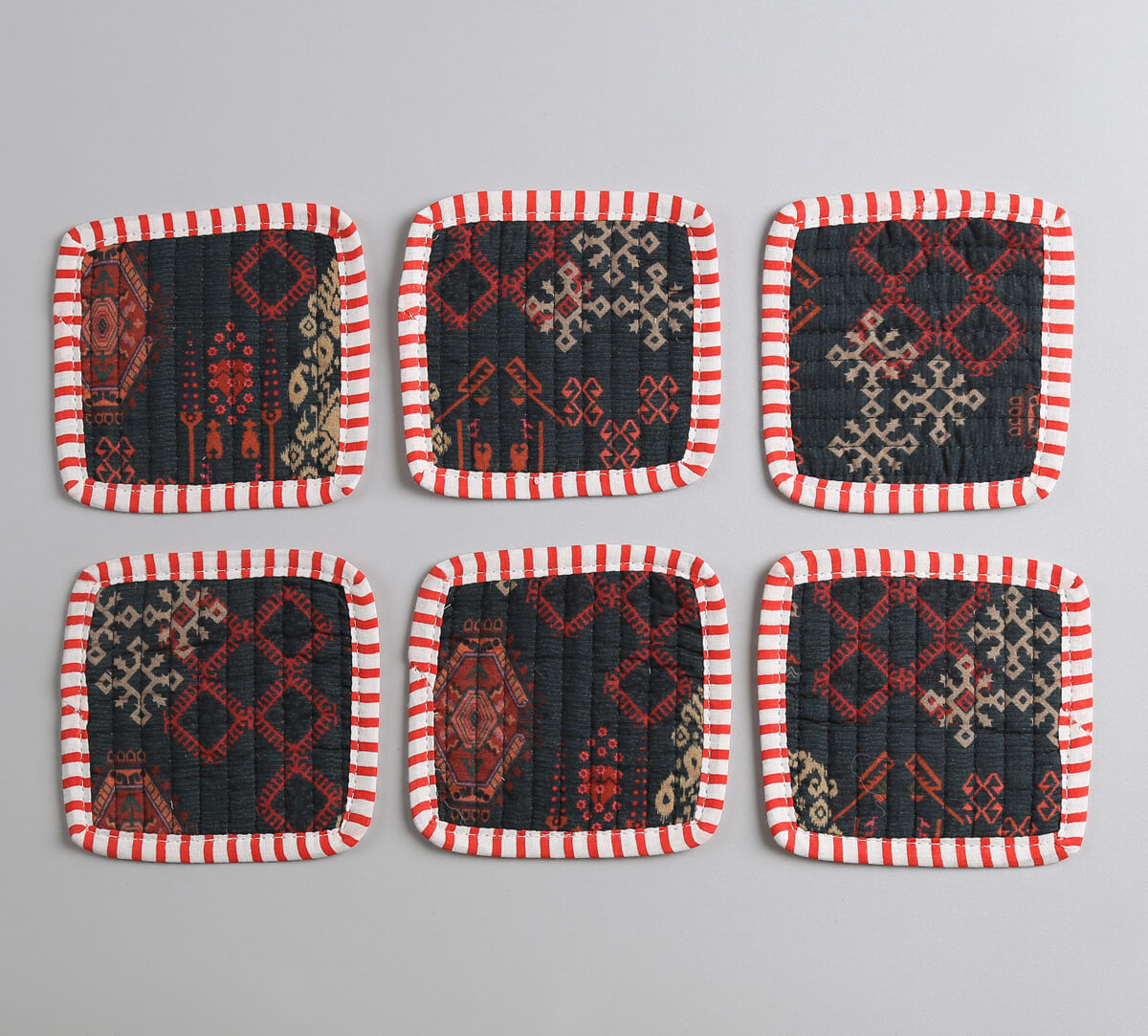 India Circus by Krsnaa Mehta Enchanting Mirage Quilted Coasters Set of 6 with Pouch