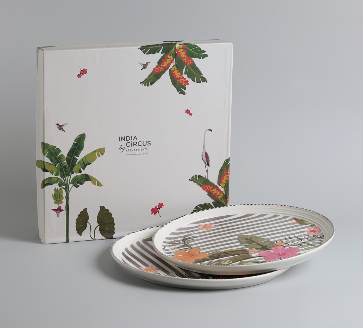India Circus by Krsnaa Mehta Plumerias Plume Dinner Plate Set of 2