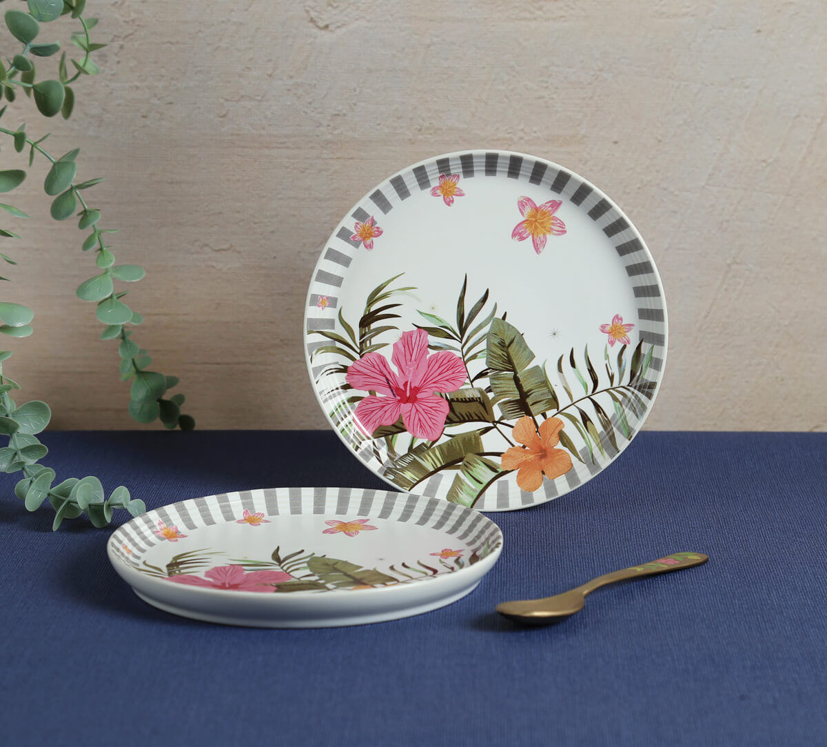 India Circus by Krsnaa Mehta Plumerias Plume Quarter Plates Set of 2
