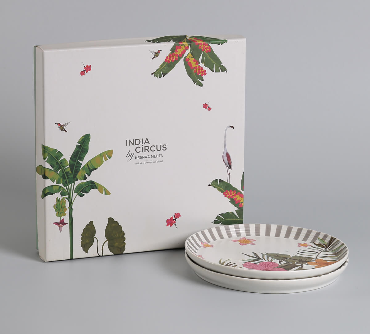 India Circus by Krsnaa Mehta Plumerias Plume Quarter Plates Set of 2