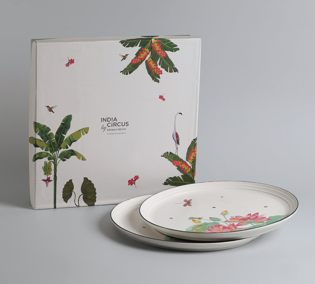 India Circus by Krsnaa Mehta Lotus Pond Dinner Plate Set of 2