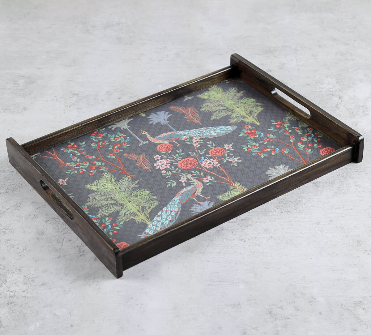 India Circus by Krsnaa Mehta Peacock Garden Trays Set of 3