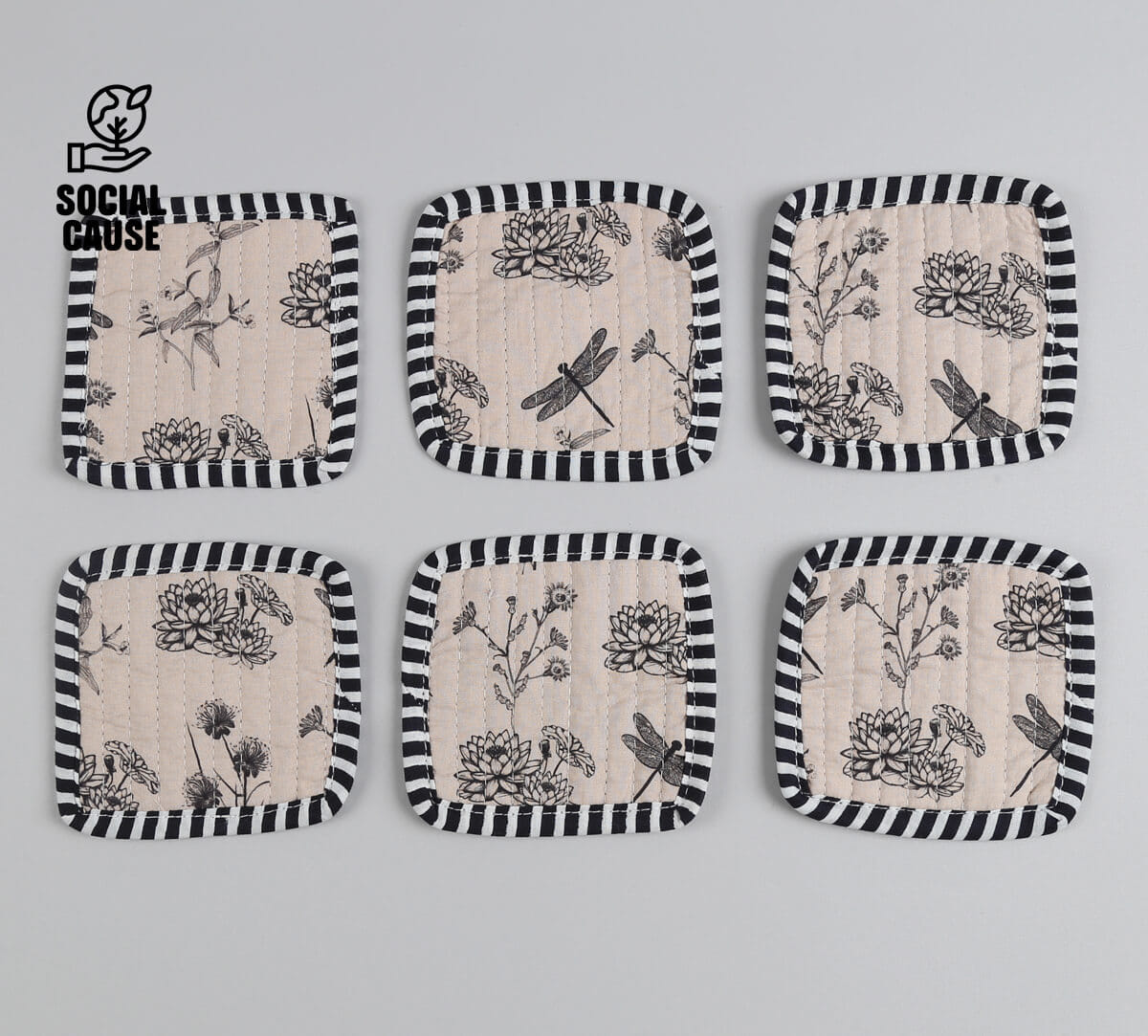 NGCPR Collection - Ghats Garden Quilted Coasters Set of 6 with Pouch