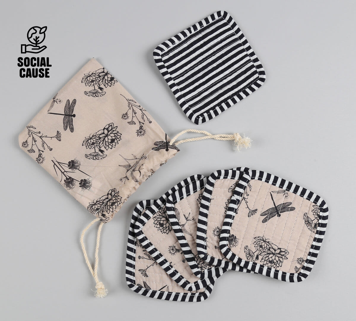 NGCPR Collection - Ghats Garden Quilted Coasters Set of 6 with Pouch