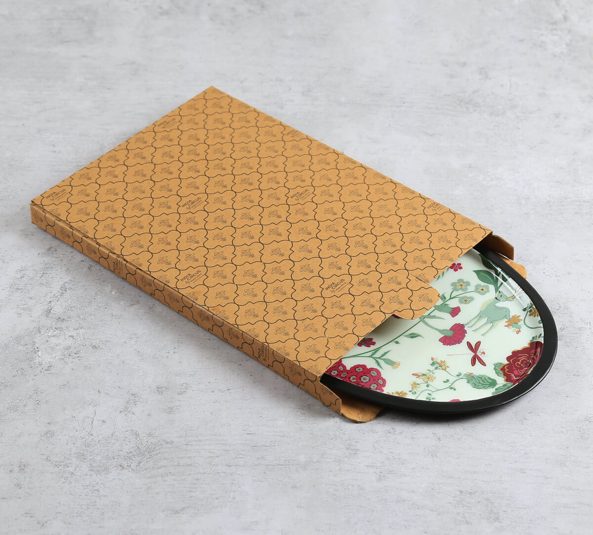 India Circus by Krsnaa Mehta Grey Floral Galore Oval Tray