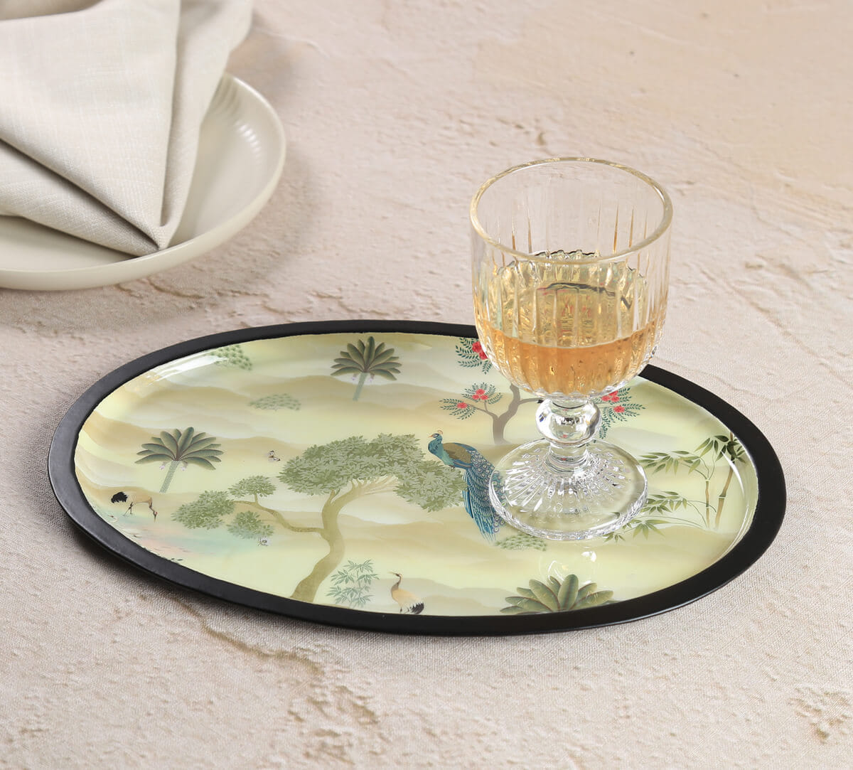 India Circus by Krsnaa Mehta Bird Oasis Oval Tray