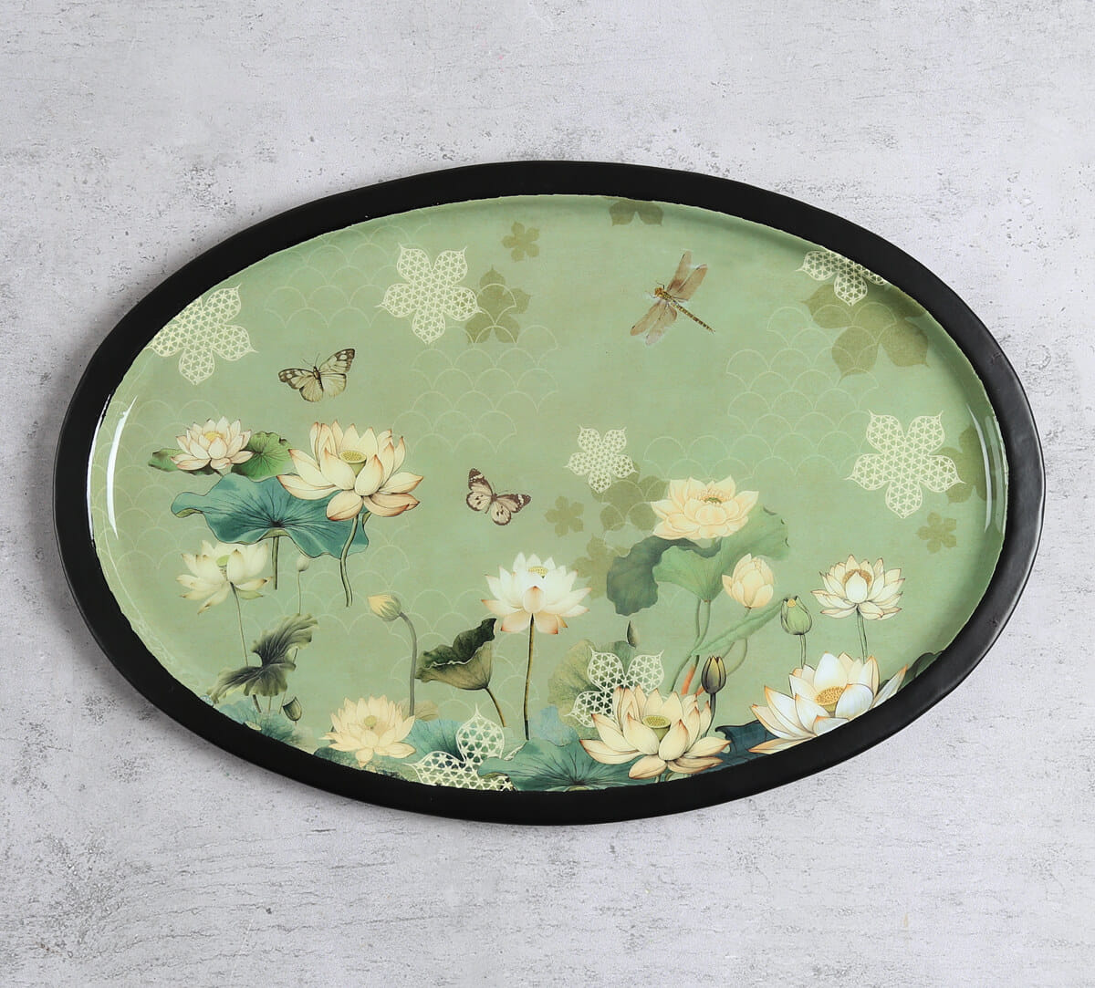 India Circus by Krsnaa Mehta Sage Serenity Oval Tray