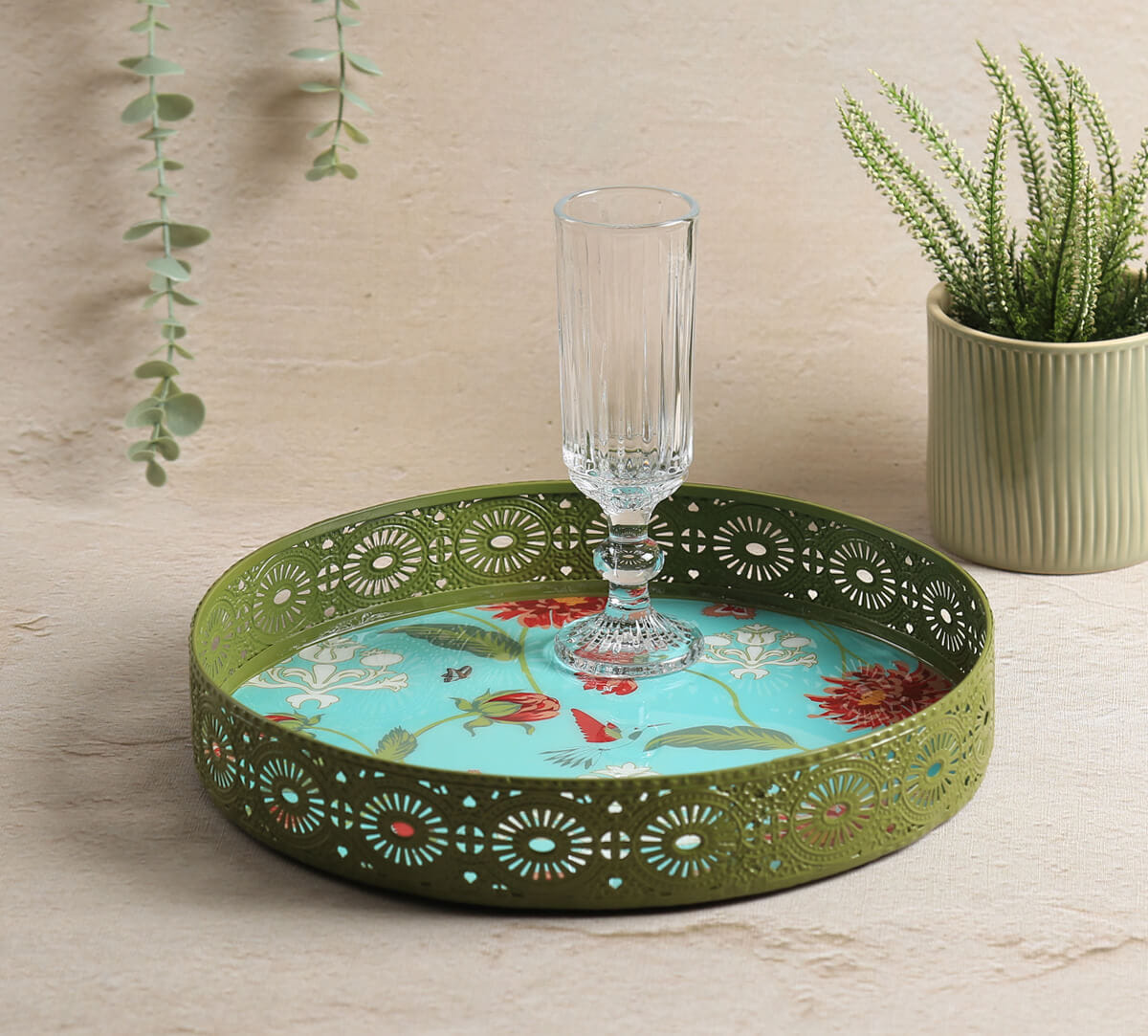 India Circus by Krsnaa Mehta Zinnian Jazz Iron Round Tray