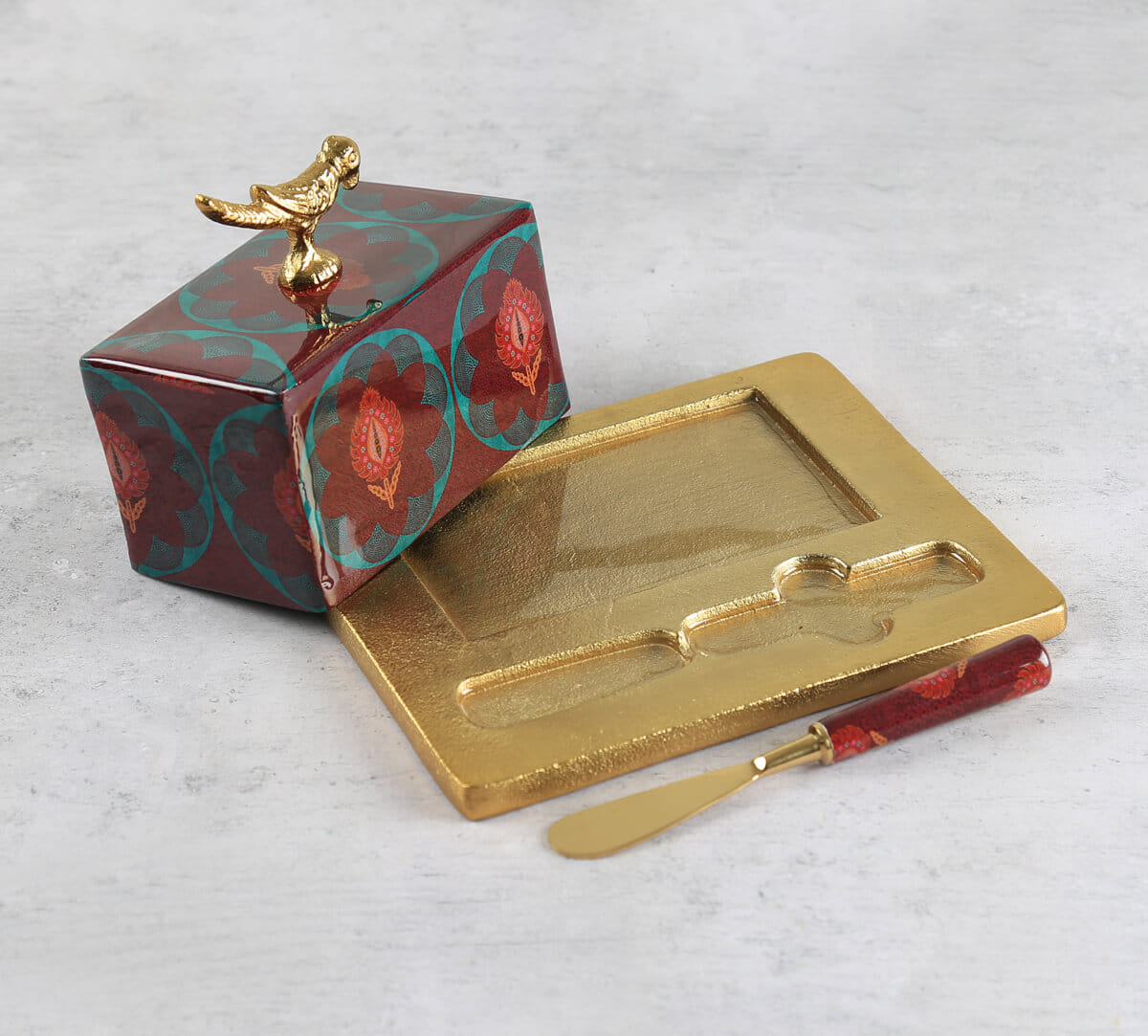 India Circus by Krsnaa Mehta Moving Kilims Butter Dish with Butter Knife