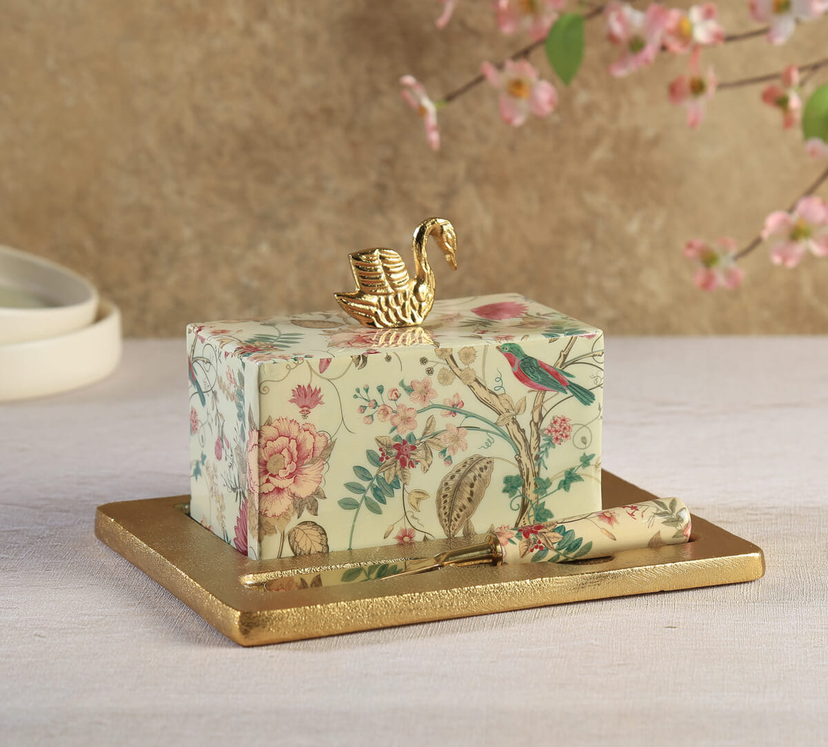 India Circus by Krsnaa Mehta Rustic Realm Butter Dish with Butter Knife