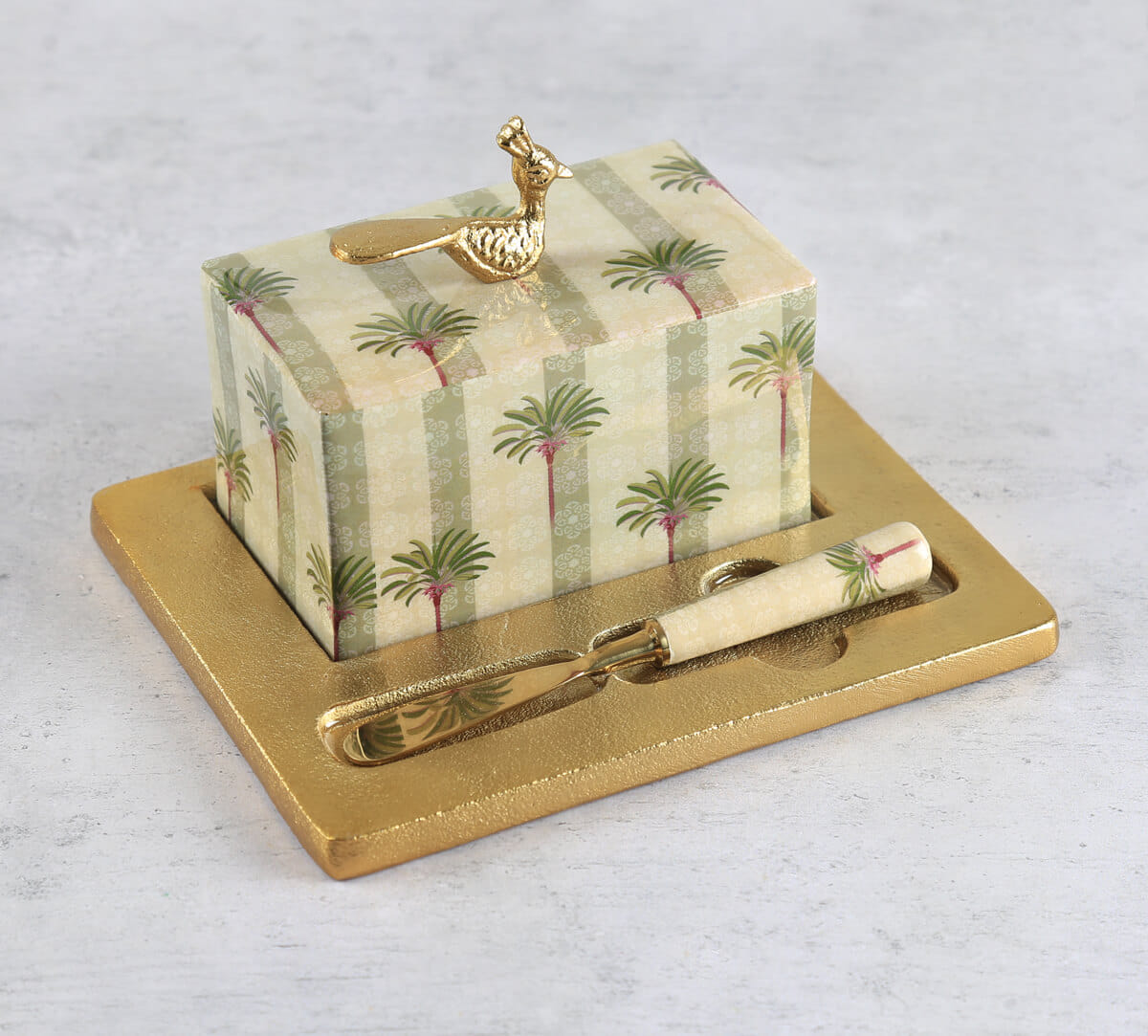 India Circus by Krsnaa Mehta Palms of Chanderi Butter Dish with Butter Knife