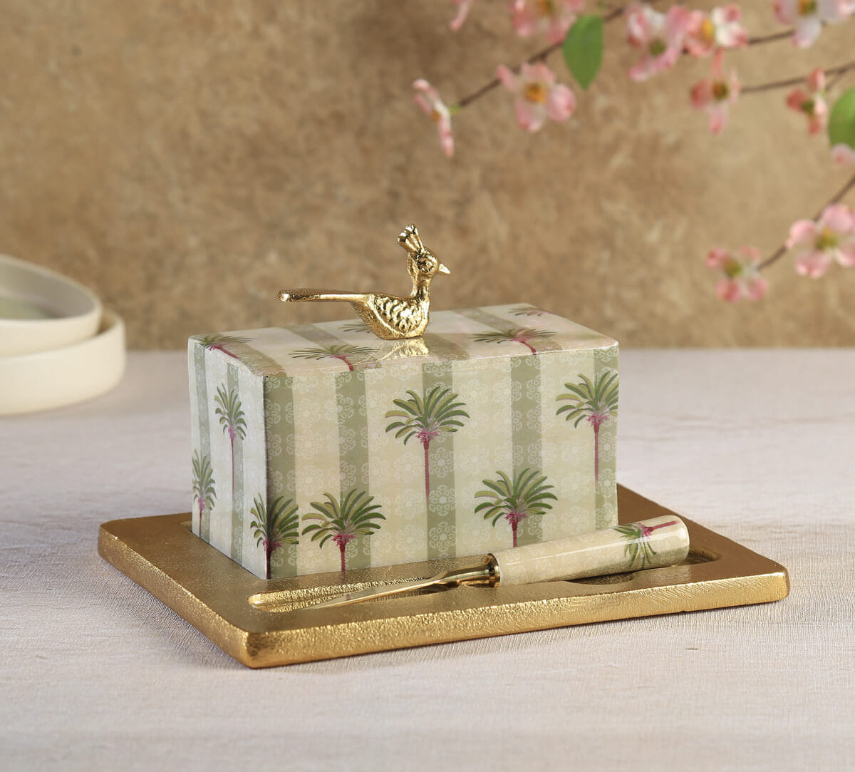 India Circus by Krsnaa Mehta Palms of Chanderi Butter Dish with Butter Knife