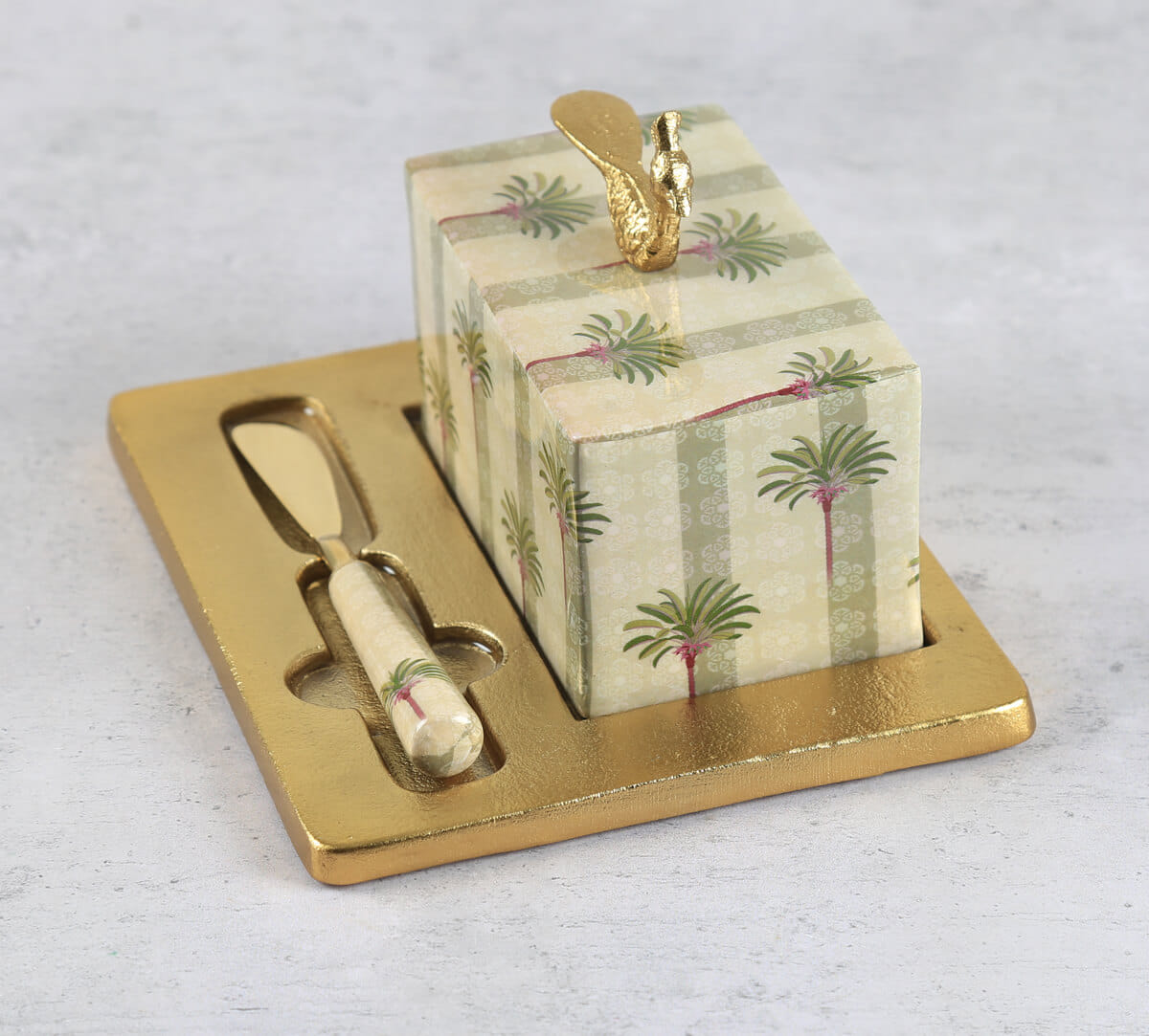 India Circus by Krsnaa Mehta Palms of Chanderi Butter Dish with Butter Knife