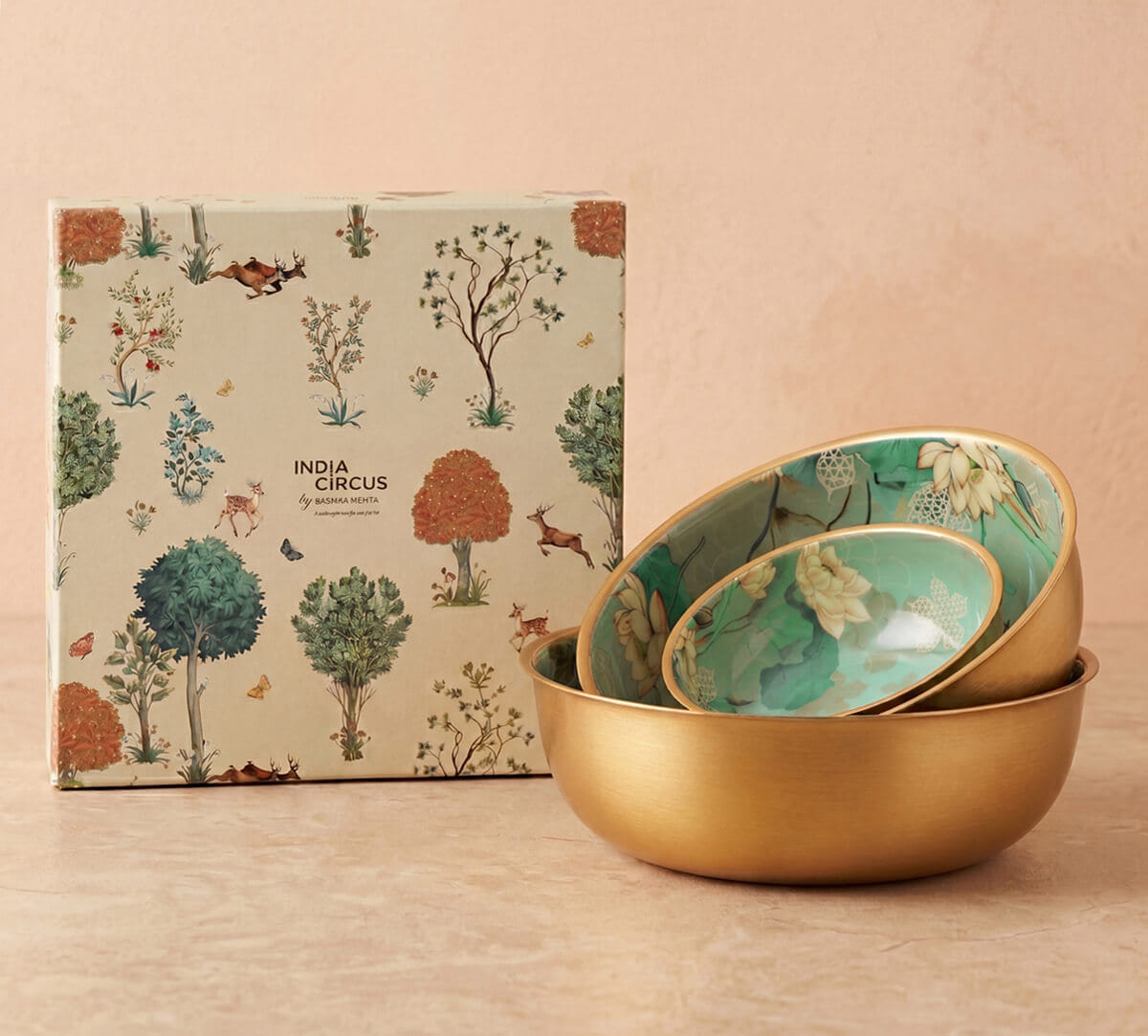 India Circus by Krsnaa Mehta Sage Serenity Steel Bowl Set of 3