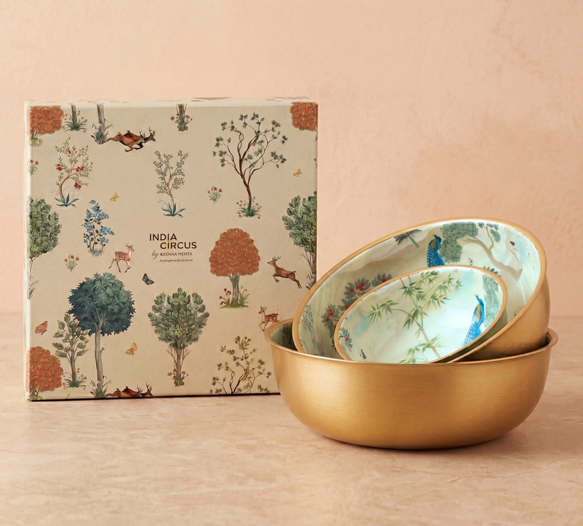 India Circus by Krsnaa Mehta Bird Oasis Steel Bowl Set of 3