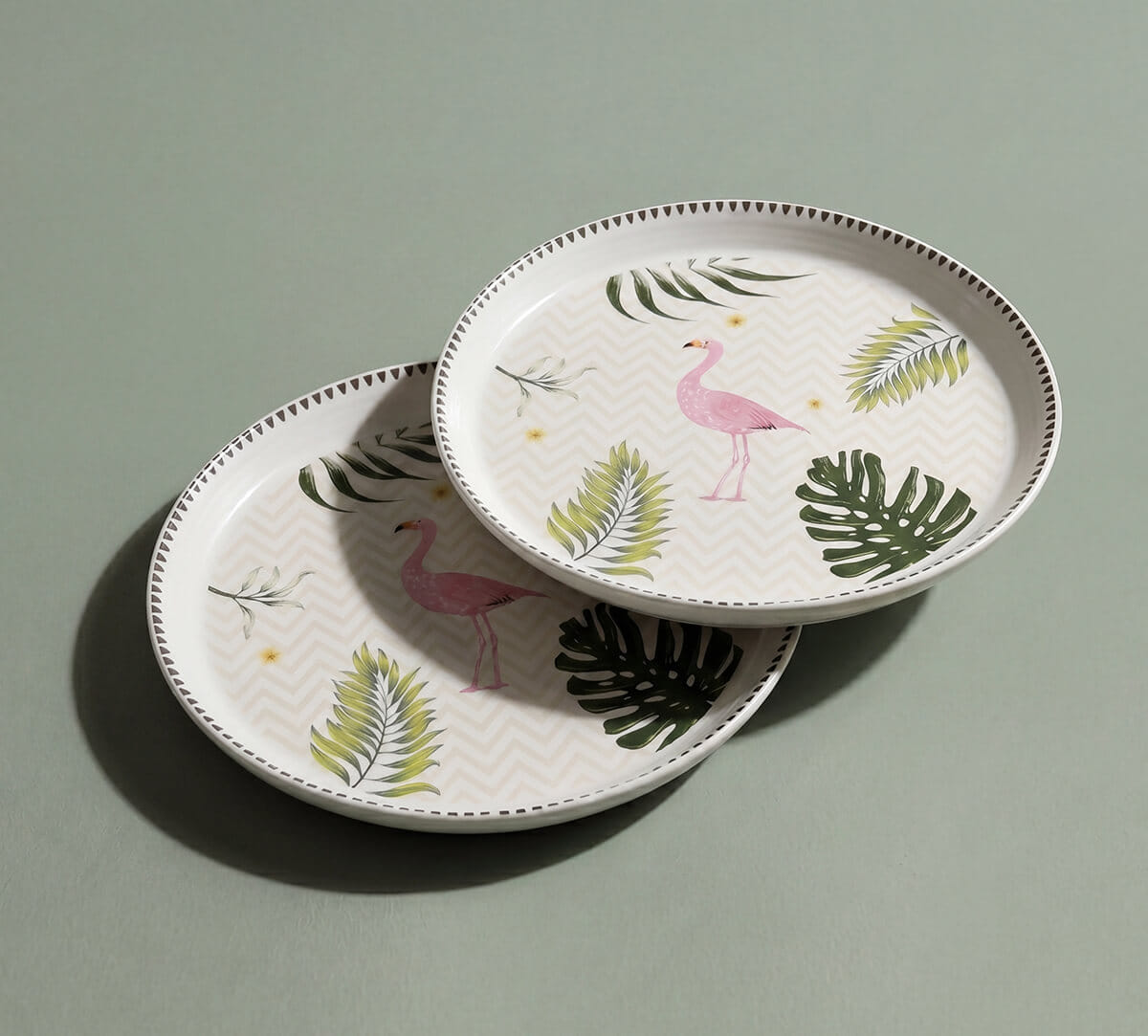 India Circus by Krsnaa Mehta Foraging Flamingo Quarter Plate Set of 2