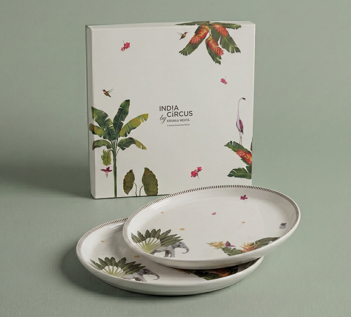 India Circus by Krsnaa Mehta Travellers Garden Quarter Plate Set of 2