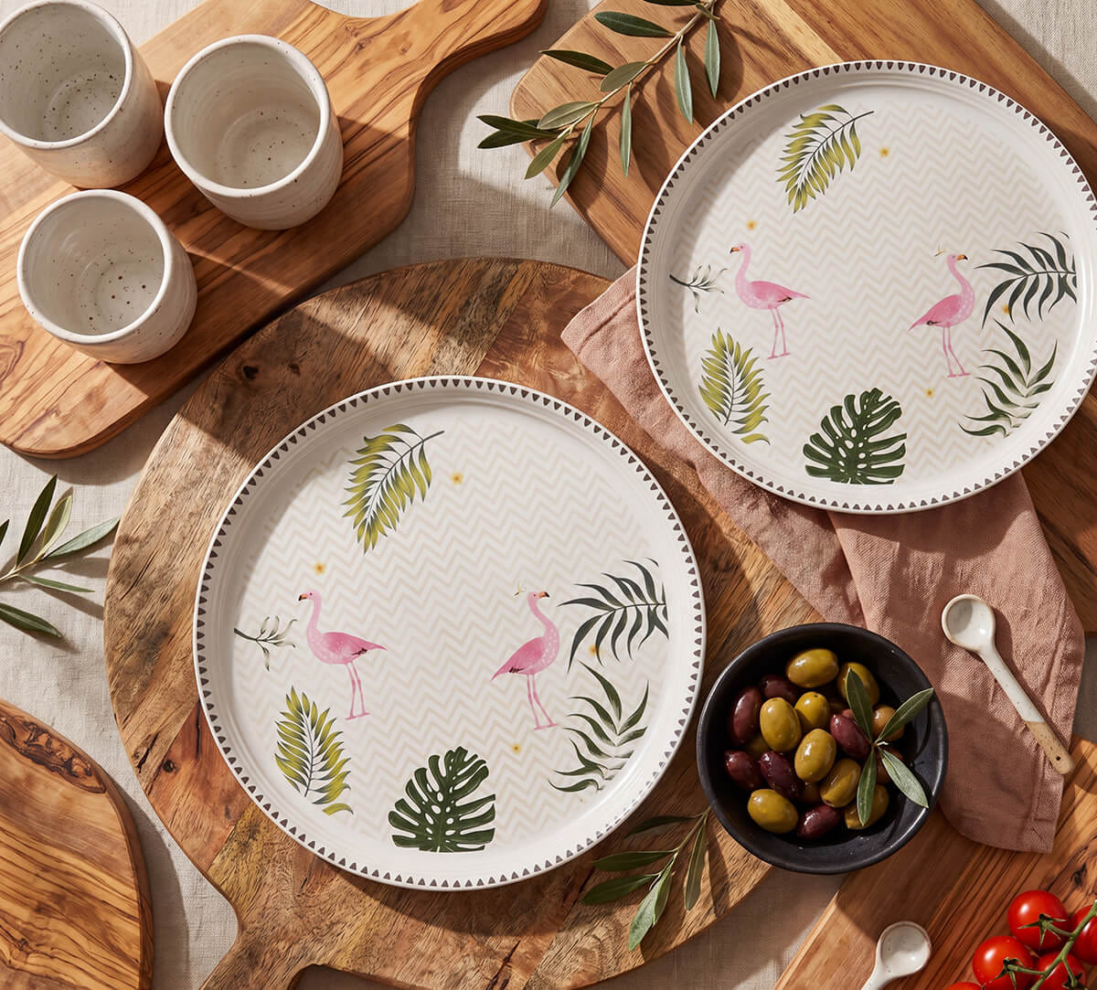 India Circus by Krsnaa Mehta Foraging Flamingo Dinner Plate Set of 2