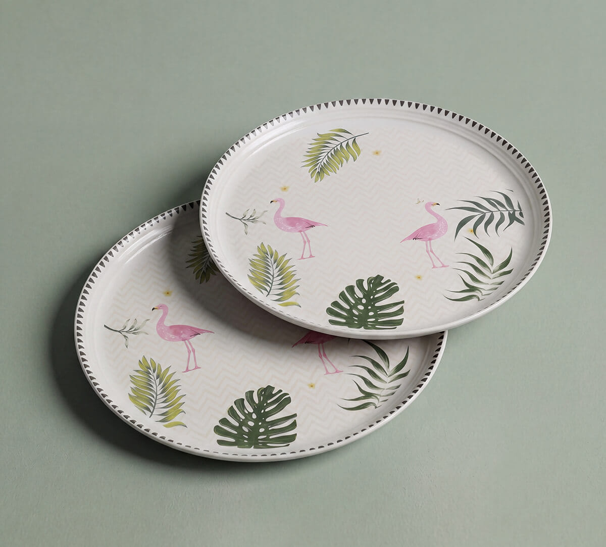 India Circus by Krsnaa Mehta Foraging Flamingo Dinner Plate Set of 2