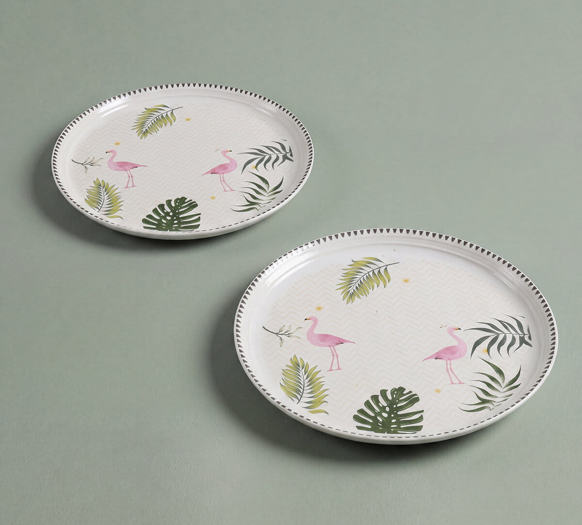 India Circus by Krsnaa Mehta Foraging Flamingo Dinner Plate Set of 2