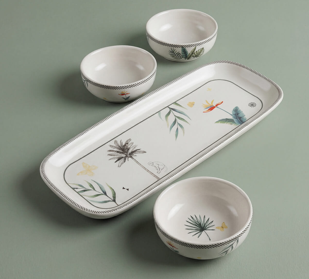 India Circus by Krsnaa Mehta Strelizia's Garden Platter with Dip Bowl