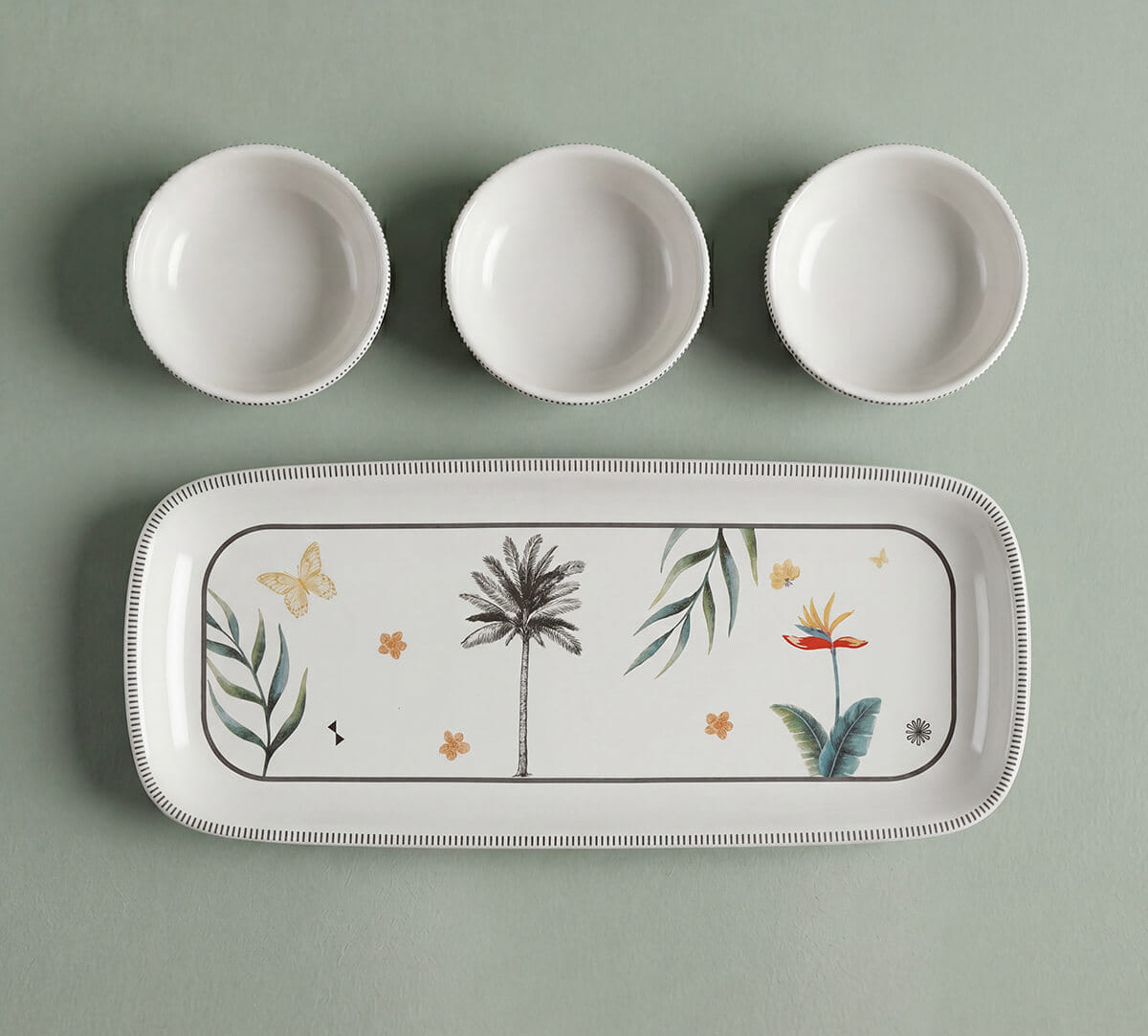 India Circus by Krsnaa Mehta Strelizia's Garden Platter with Dip Bowl