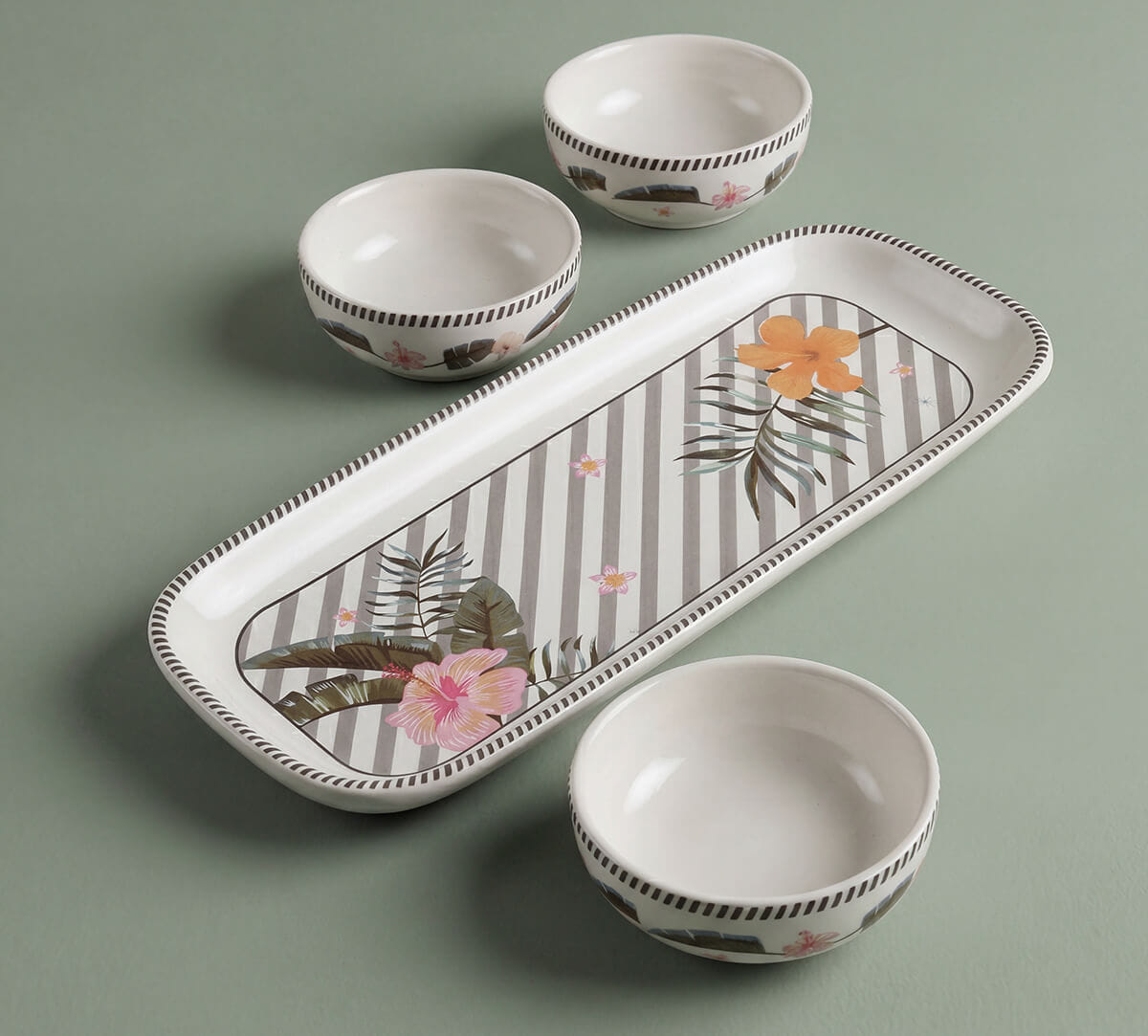 India Circus by Krsnaa Mehta Plumerias Plume Platter with Dip Bowl